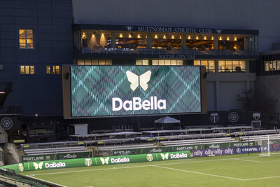 PORTLAND, OREGON - NOVEMBER 14: The Portland Timbers and DaBella logos here at Providence Park on November 14, 2023 in Portland, Oregon. (Photo by Tom Hauck/Getty Images for DaBella)