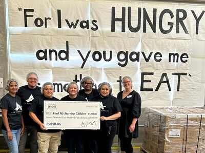 ACE Cash Express presents a $7,550 donation to Hillary Coyle, Development Advisor at Feed My Starving Children