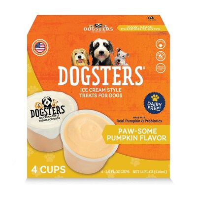 J&J Snack Foods launches new Dogsters® pumpkin flavored ice cream style treats for dogs.