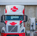 Tim Hortons has its first zero-tailpipe emissions electric transport truck on the road in Ontario and a second is coming soon to British Columbia