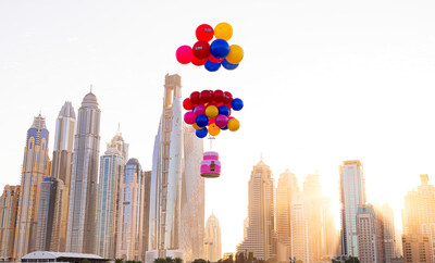 Skydive Dubai celebrated its 13th Anniversary with a flying cake, balloons, and a unique jump