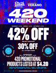 Stash Dispensaries Announces 42% off select brands, over 420 doorbuster products listed at .20, and Extended Store Hours for 4/20 Weekend Celebration