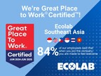 ECOLAB SOUTHEAST ASIA RECEIVES PRESTIGIOUS 2024 GREAT PLACE TO WORK CERTIFICATION™