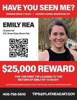 SEARCH CONTINUES FOR MISSING MONTANA WOMAN EMILY REA